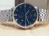  Shop Authentic Emporio Armani Gianni Chronograph Blue Dial Silver Steel Strap Watch For Men - AR80013 - Luxxuri