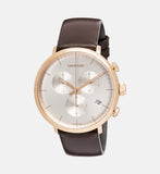  Shop Authentic Calvin Klein High Noon Silver Dial Brown Leather Strap Watch for Men - K8M276G6 - Luxxuri