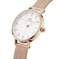  Shop Authentic Daniel Wellington Petite Pressed Melrose White Dial Gold Mesh Bracelet Watch For Women - DW00100447 - Luxxuri
