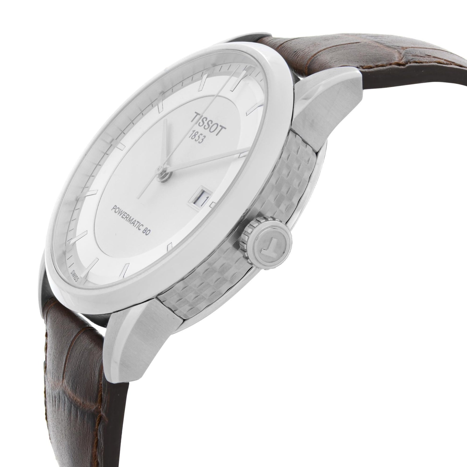 Shop Authentic Tissot Luxury Powermatic 80 Silver Dial Brown Leather Strap Watch For Men - T086.407.16.031.00 - Luxxuri