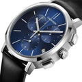  Shop Authentic Calvin Klein Chronograph Blue Dial Black Leather Strap Watch for Men - K8Q371CN - Luxxuri