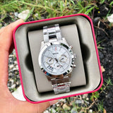  Shop Authentic Fossil Boyfriend Multifunction Silver Dial Silver Steel Strap Watch for Women - ES3883 - Luxxuri