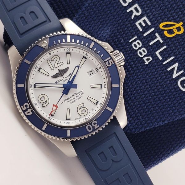  Shop Authentic Breitling Superocean II Automatic 42mm White Dial Blue Rubber Strap Watch for Men - A17366D81A1S2 - Luxxuri