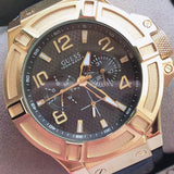  Shop Authentic Guess Rigor Analog Black Dial Black Leather Strap Watch For Men - W0040G4 - Luxxuri