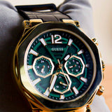  Shop Authentic Guess Edge Chronograph Green Dial Black Leather Strap Watch For Men - GW0492G3 - Luxxuri