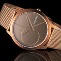  Shop Authentic Calvin Klein Minimal Quartz Pink Gold Dial Pink Gold Mesh Bracelet Watch for Men - K3M11TFK - Luxxuri