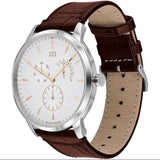 Shop Authentic Tommy Hilfiger Brad Chronograph White Dial Brown Leather Strap Watch For Men - 1710389 - Luxxuri