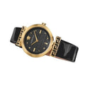  Shop Authentic Versace Greca Meander Black Dial Black Leather Strap Watch for Women - VELW00420 - Luxxuri