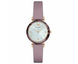  Shop Authentic Emporio Armani Gianni Mother of Pearl Dial Purple Leather Strap Watch For Women - AR11003 - Luxxuri