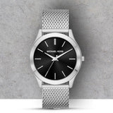  Shop Authentic Michael Kors Slim Runway Analog Black Dial Silver Mesh Bracelet Watch For Men - MK8606 - Luxxuri