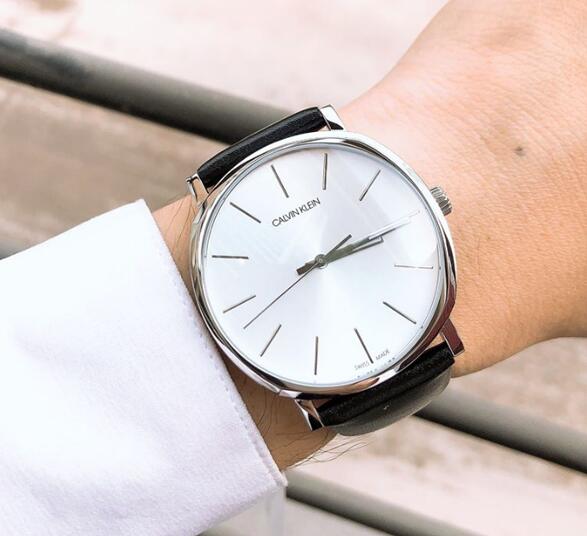  Shop Authentic Calvin Klein Posh Silver Dial Black Leather Strap Watch for Men - K8Q311C6 - Luxxuri