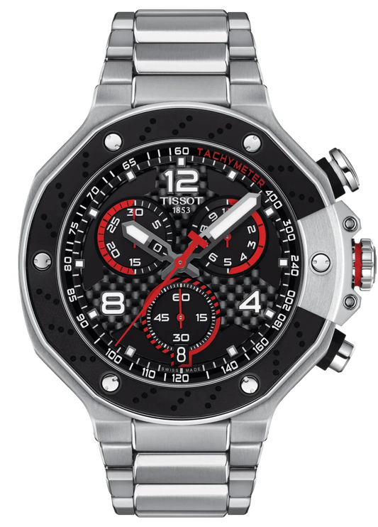 Tissot T Race Moto GP Limited Edition Chronograph Black Dial Silver Steel Strap Watch for Men - T141.417.11.057.00