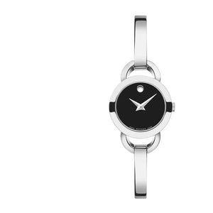  Shop Authentic Movado Rondiro 22mm Black Dial Silver Steel Strap Watch For Women - 0606796 - Luxxuri