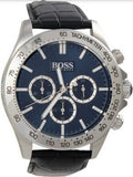  Shop Authentic Hugo Boss Ikon Blue Dial Black Leather Strap Watch for Men - 1513176 - Luxxuri