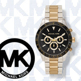  Shop Authentic Michael Kors Layton Chronograph Black Dial Two Tone Steel Strap Watch For Men - MK8784 - Luxxuri