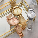  Shop Authentic Guess Chiffon Rose Gold Dial Mesh Bracelet Watch For Women - W1083L3 - Luxxuri