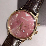  Shop Authentic Emporio Armani Classic Chronograph Burgundy Dial Brown Leather Strap Watch For Men - AR1890 - Luxxuri