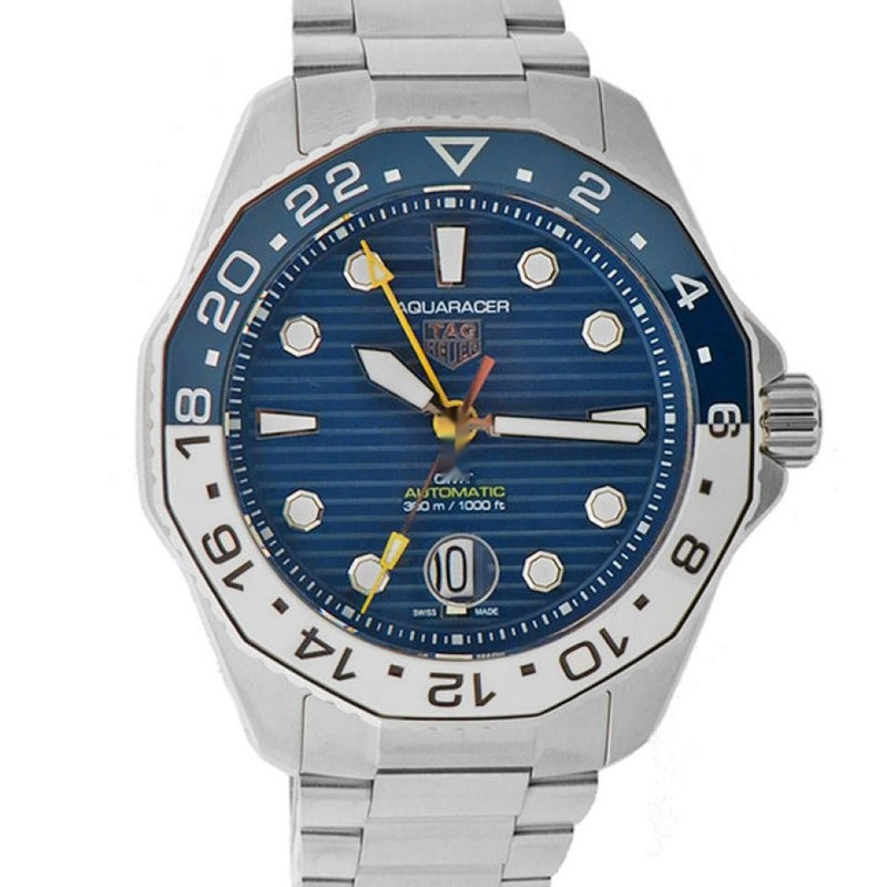  Shop Authentic Tag Heuer Aquaracer Professional 300 GMT Automatic Blue Dial Silver Steel Strap Watch for Men - WBP2010.BA0632 - Luxxuri