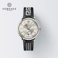  Shop Authentic Versace V-Circle Silver Dial Black Leather Strap Watch for Men - VEBQ01219 - Luxxuri