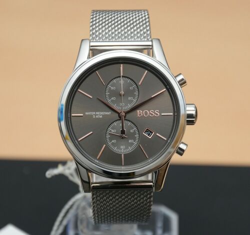  Shop Authentic Hugo Boss Jet Chronograph Grey Dial Silver Mesh Bracelet Watch for Men - 1513440 - Luxxuri