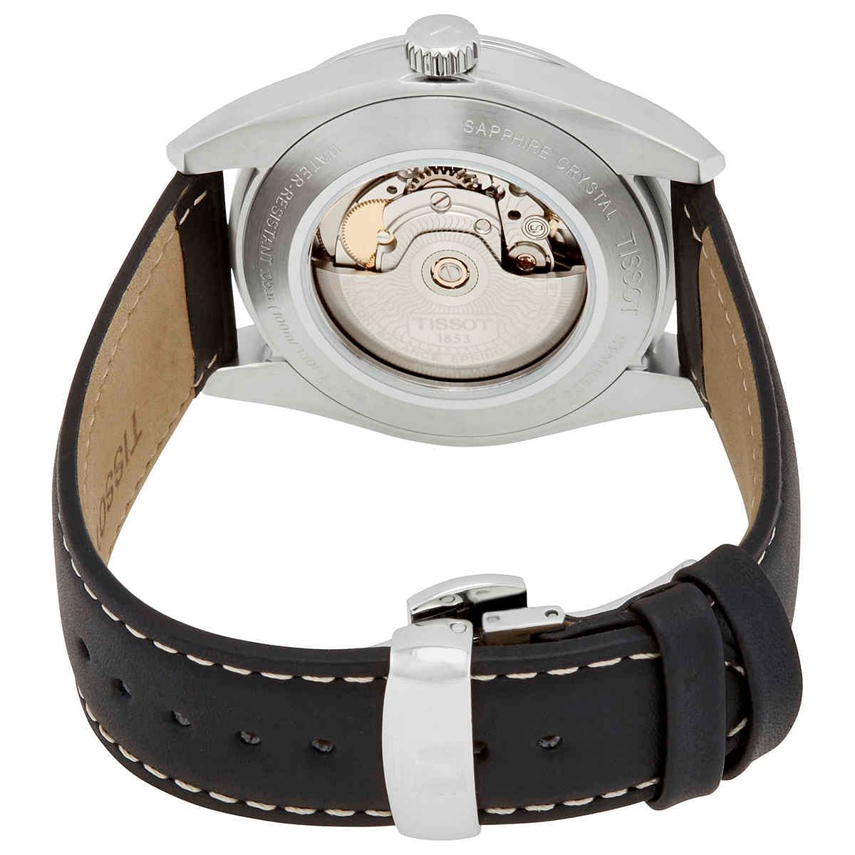 Tissot Gentleman Powermatic 80 Silicium Black Dial Black Leather Strap Watch For Men - T127.407.16.051.00