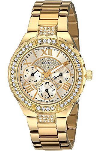  Shop Authentic Guess Viva Diamonds Gold Dial Gold Steel Strap Watch for Women - W0111L2 - Luxxuri