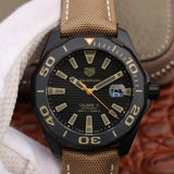  Shop Authentic Tag Heuer Aquaracer 300 Calibre 5 Automatic Black Dial Brown Fabric Strap Watch for Men - WAY208C.FC6383 - Luxxuri