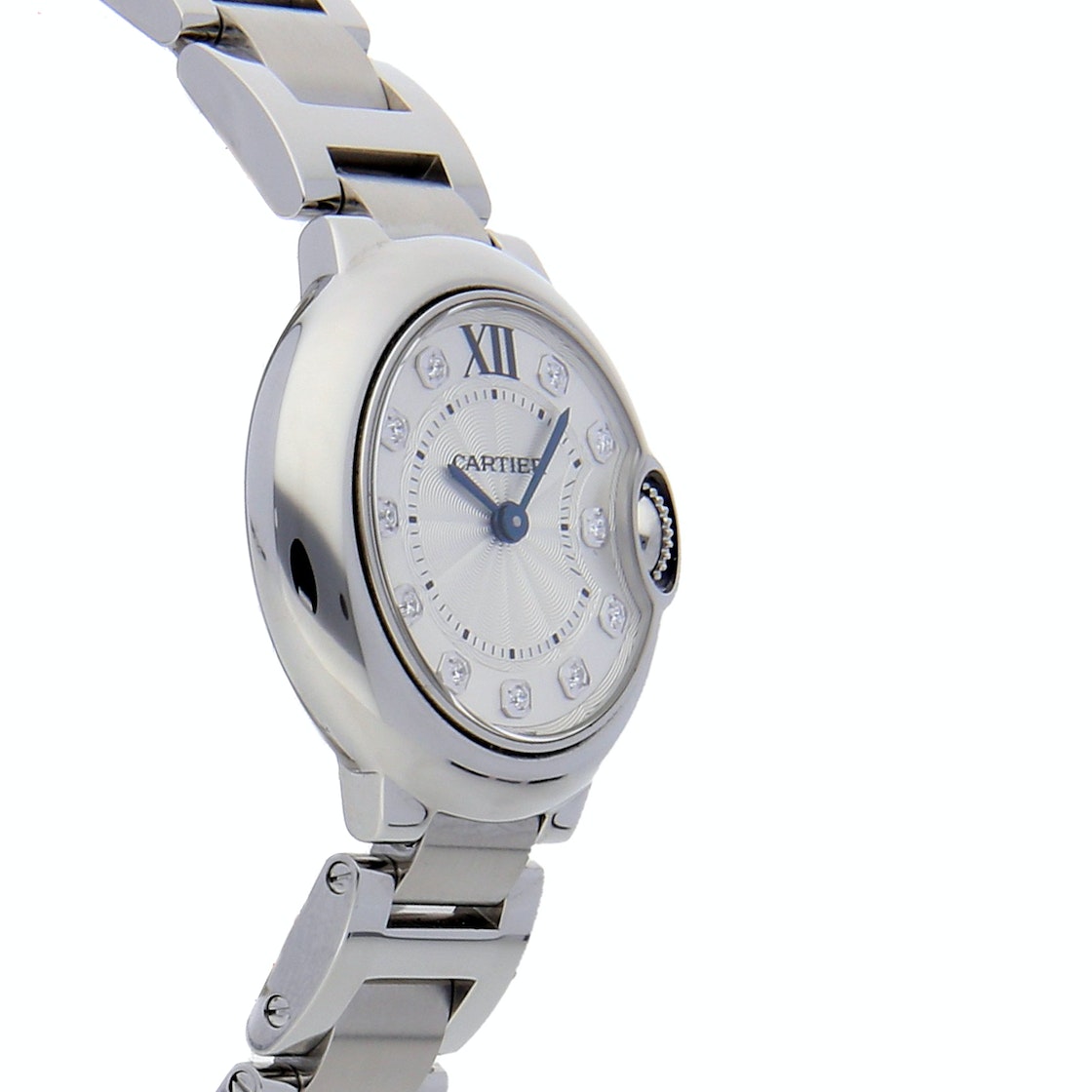  Shop Authentic Cartier Ballon Bleu de Cartier Diamonds Silver Dial Silver Steel Strap Watch for Women - WE902073 - Luxxuri