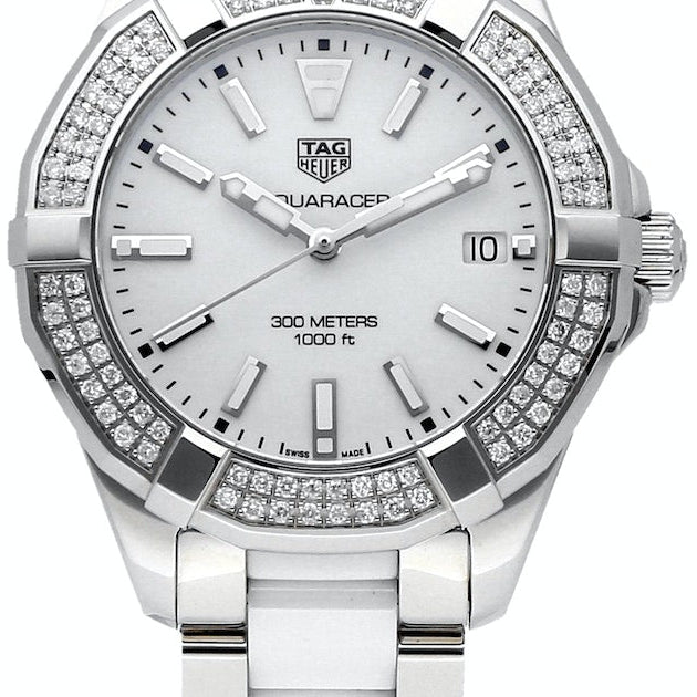  Shop Authentic Tag Heuer Aquaracer Diamonds White Dial Two Tone Steel Strap Watch for Women - WAY131F.BA0914 - Luxxuri