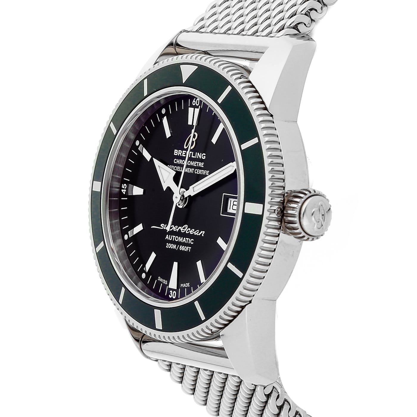  Shop Authentic Breitling Superocean Heritage 42mm Chronograph Green Bezel Mens Watch - A1732136 - Luxxuri