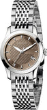  Shop Authentic Gucci G Timeless Brown Dial Silver Steel Strap Watch For Women - YA126503 - Luxxuri