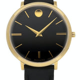  Shop Authentic Movado Ultra Slim Black Dial Black Leather Strap Watch For Women - 0607091 - Luxxuri