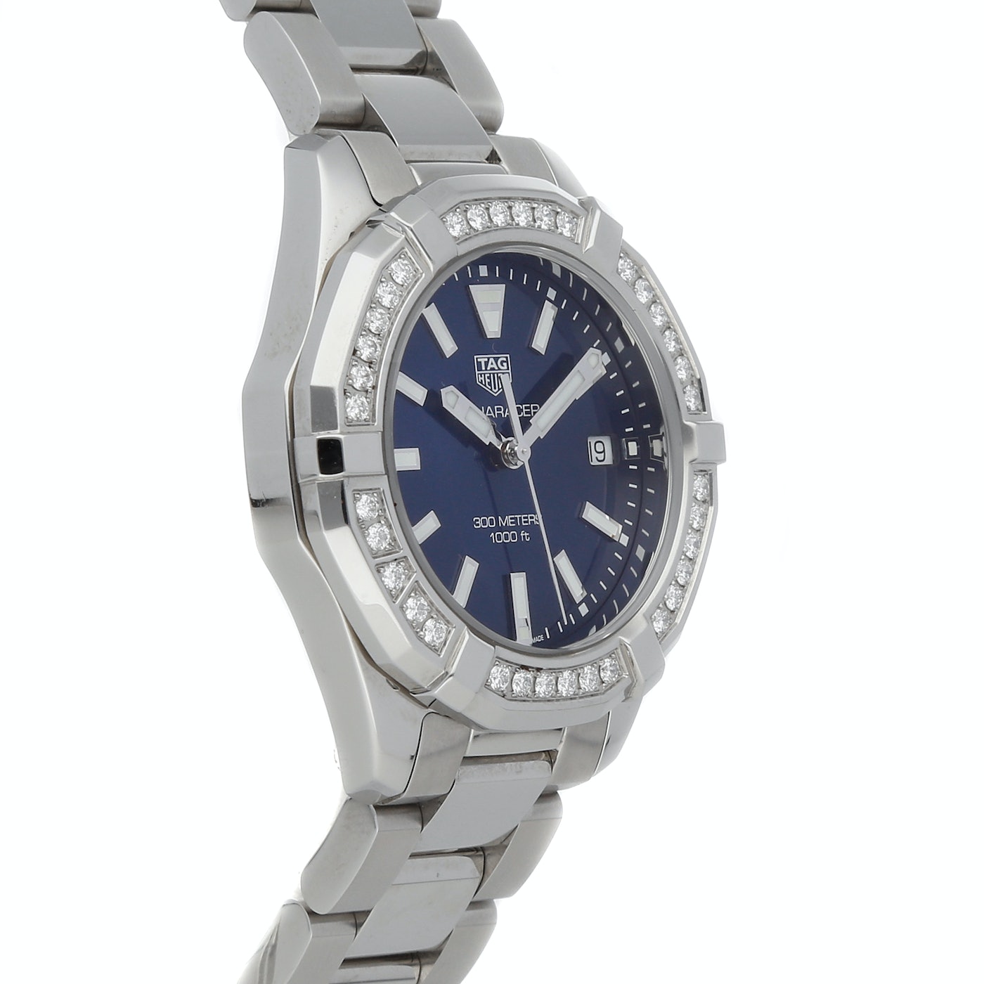 Tag Heuer Aquaracer Quartz Diamonds Blue Dial Silver Steel Strap Watch for Women - WAY131N.BA0748