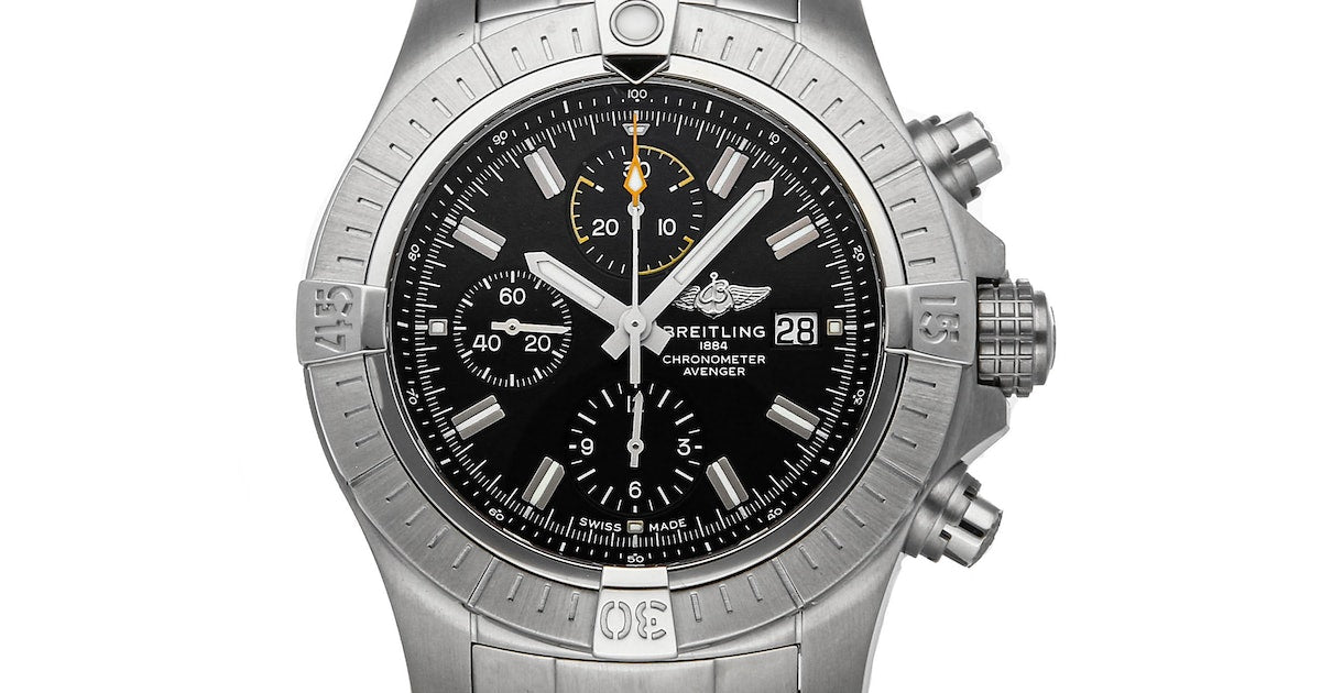  Shop Authentic Breitling Avenger Chronograph 45mm Black Dial Silver Steel Strap Watch for Men - A13317101B1A1 - Luxxuri