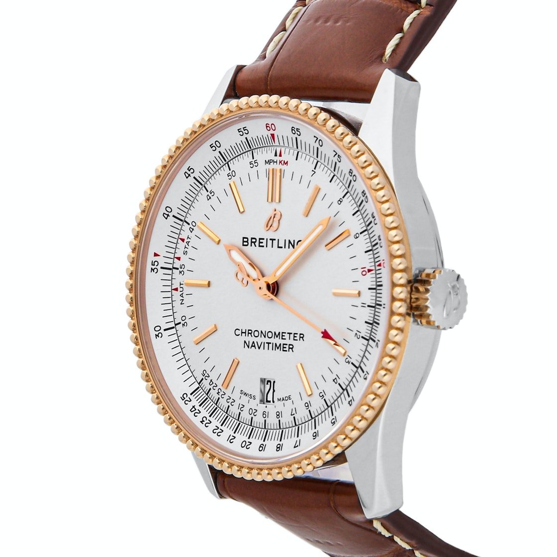  Shop Authentic Breitling Navitimer Automatic 41mm White Dial Brown Leather Strap Mens Watch - U17326241G1P1 - Luxxuri