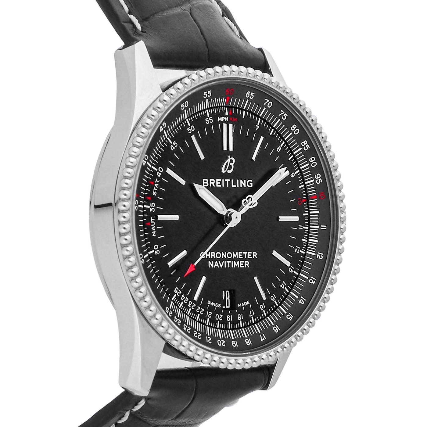  Shop Authentic Breitling Navitimer Automatic 38mm Black Dial Black Leather Strap Mens Watch - A17325241B1P1 - Luxxuri