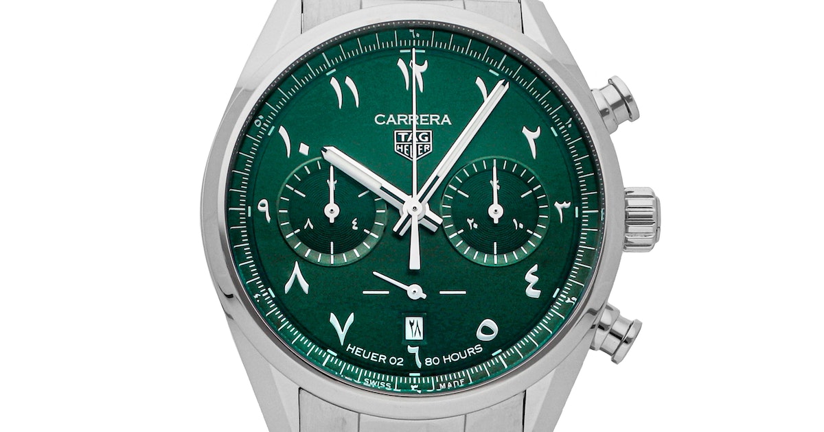 Tag Heuer Carrera Automatic Chronograph Limited Edition Green Dial Silver Steel Strap Watch for Men - CBN2014.EB0240