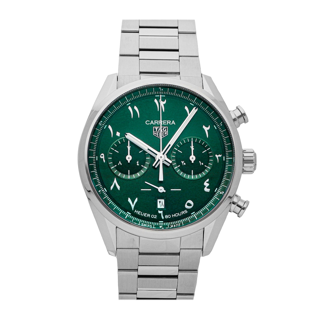  Shop Authentic Tag Heuer Carrera Automatic Chronograph Limited Edition Green Dial Silver Steel Strap Watch for Men - CBN2014.EB0240 - Luxxuri