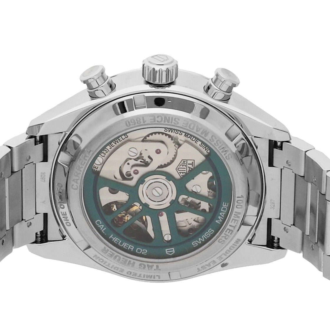  Shop Authentic Tag Heuer Carrera Automatic Chronograph Limited Edition Green Dial Silver Steel Strap Watch for Men - CBN2014.EB0240 - Luxxuri