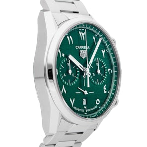  Shop Authentic Tag Heuer Carrera Automatic Chronograph Limited Edition Green Dial Silver Steel Strap Watch for Men - CBN2014.EB0240 - Luxxuri