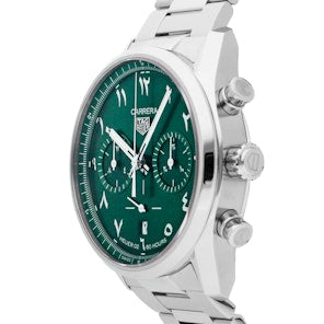 Tag Heuer Carrera Automatic Chronograph Limited Edition Green Dial Silver Steel Strap Watch for Men - CBN2014.EB0240