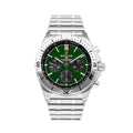  Shop Authentic Breitling Chronomat B01 42 Green Dial Silver Steel Strap Watch for Men - AB0134101L1A1 - Luxxuri