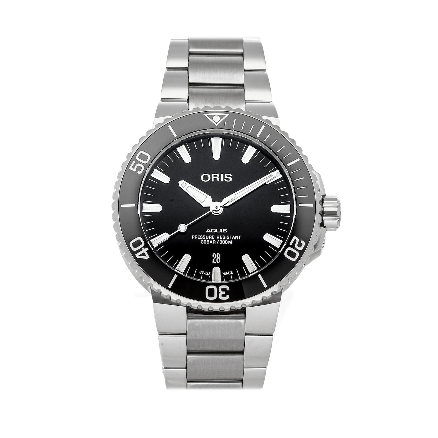  Shop Authentic Oris Aquis Date Black Dial Silver Steel Strap Watch for Men - 0173377304134-0782405PEB - Luxxuri