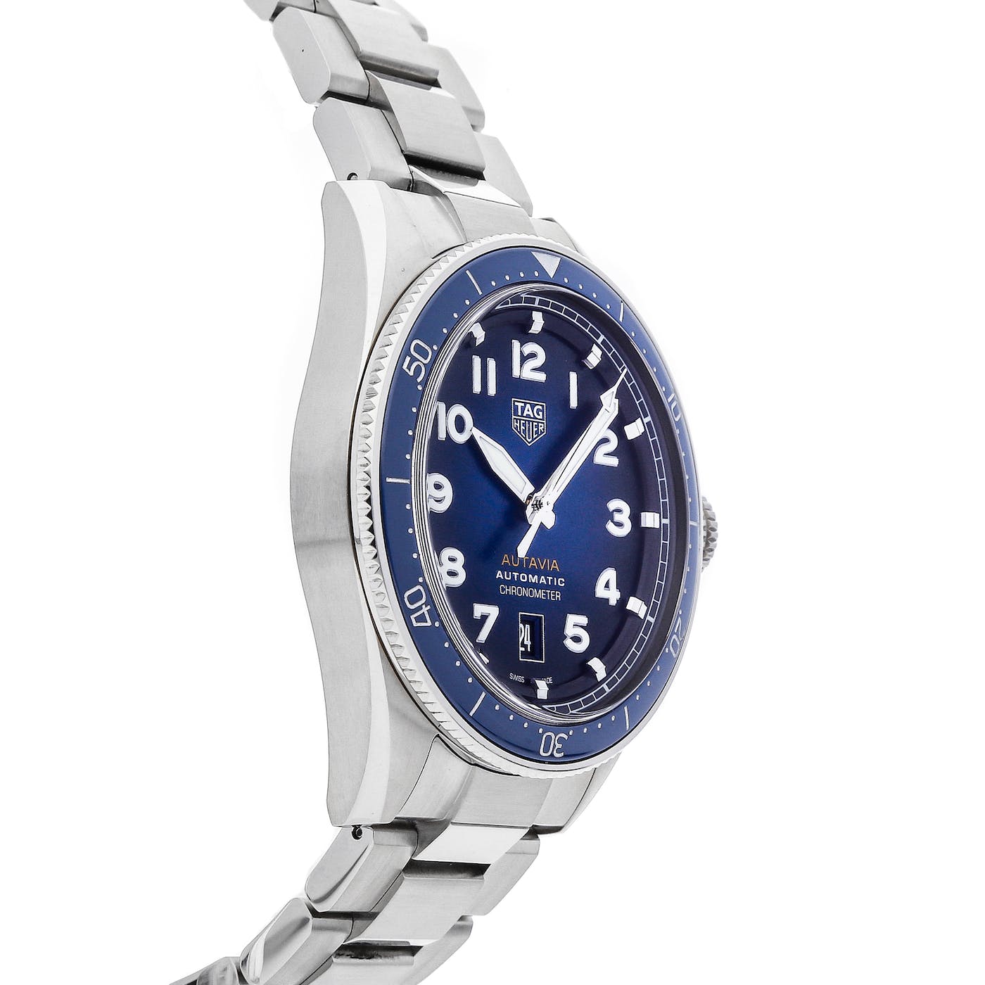 Tag Heuer Autavia Automatic Blue Dial Silver Steel Strap Watch for Men - WBE5116.EB0173