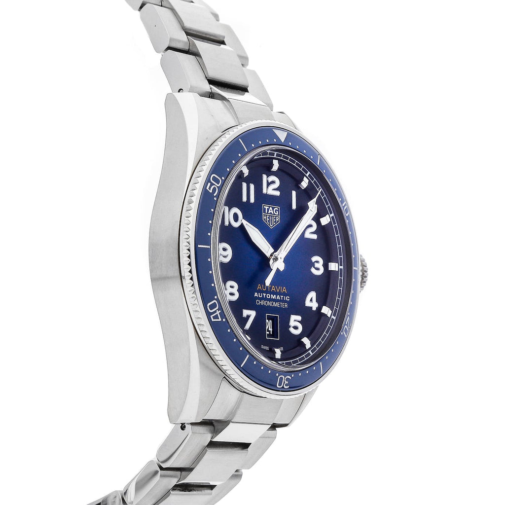  Shop Authentic Tag Heuer Autavia Automatic Blue Dial Silver Steel Strap Watch for Men - WBE5116.EB0173 - Luxxuri