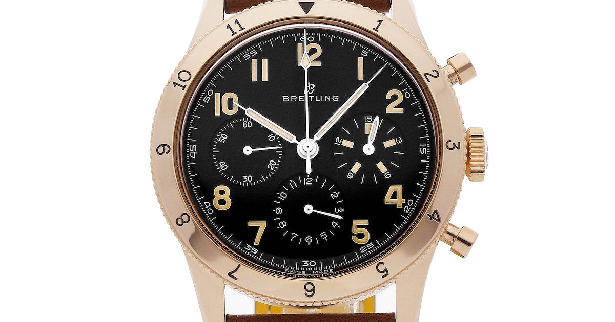  Shop Authentic Breitling Avi 1953 Edition Black Dial Brown Leather Strap Watch for Men - RB0920131B1X1 - Luxxuri