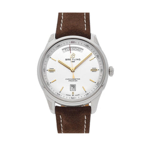  Shop Authentic Breitling Premier Automatic Chronometer 40mm Silver Dial Mens Watch - A45340211G1X3 - Luxxuri