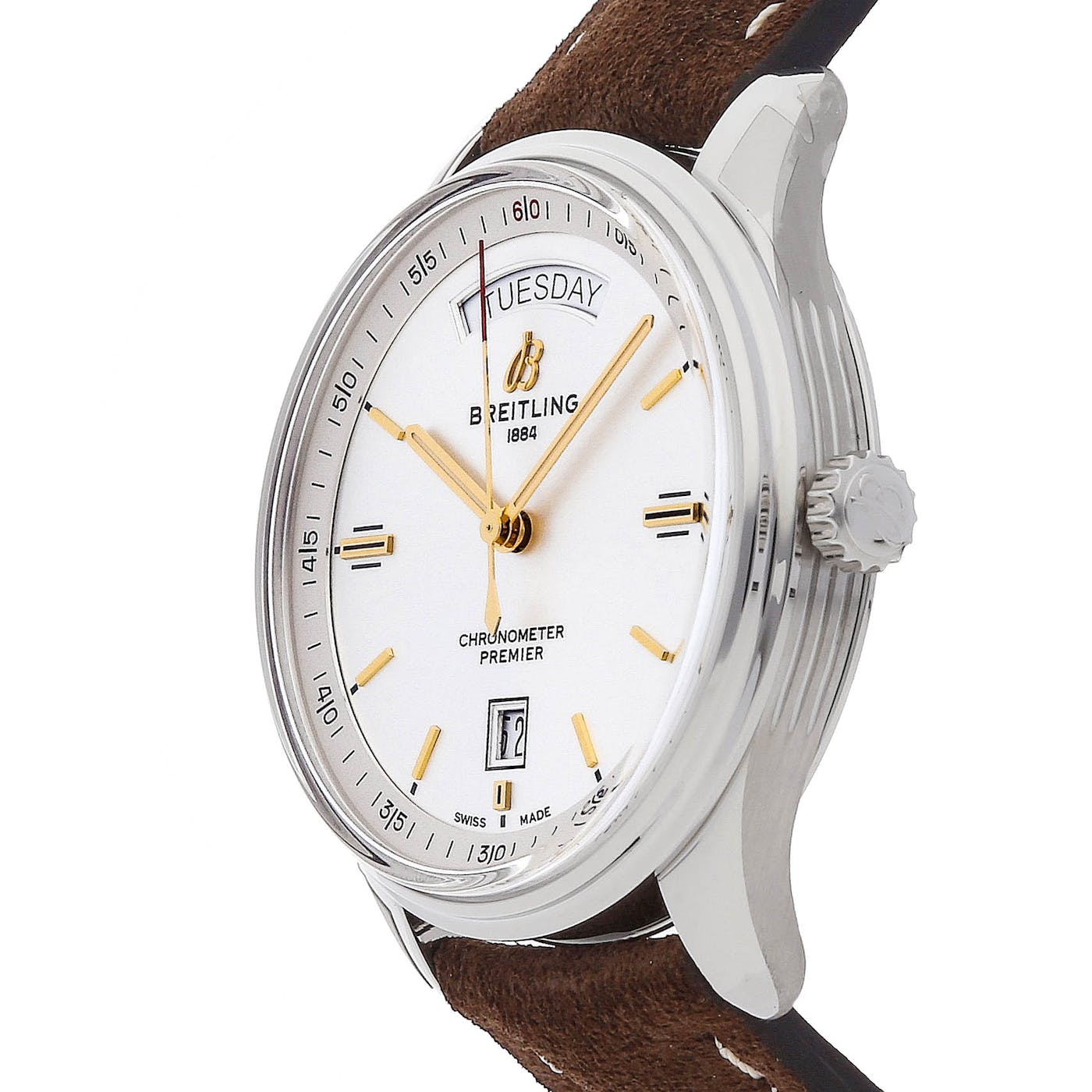  Shop Authentic Breitling Premier Automatic Chronometer 40mm Silver Dial Mens Watch - A45340211G1X3 - Luxxuri