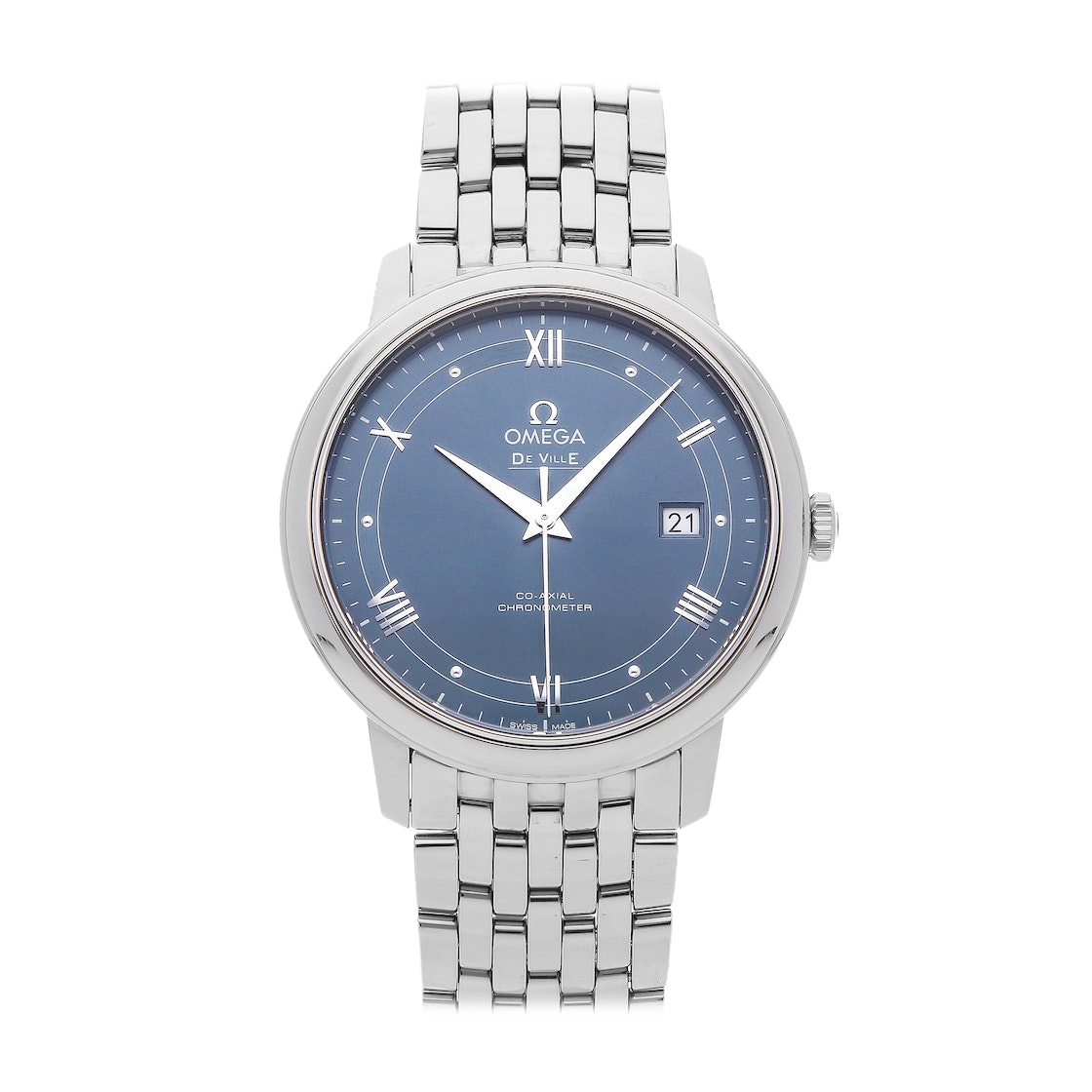  Shop Authentic Omega De Ville Prestige Co-Axial Blue Dial Silver Steel Strap Watch for Men - 424.10.40.20.03.002 - Luxxuri