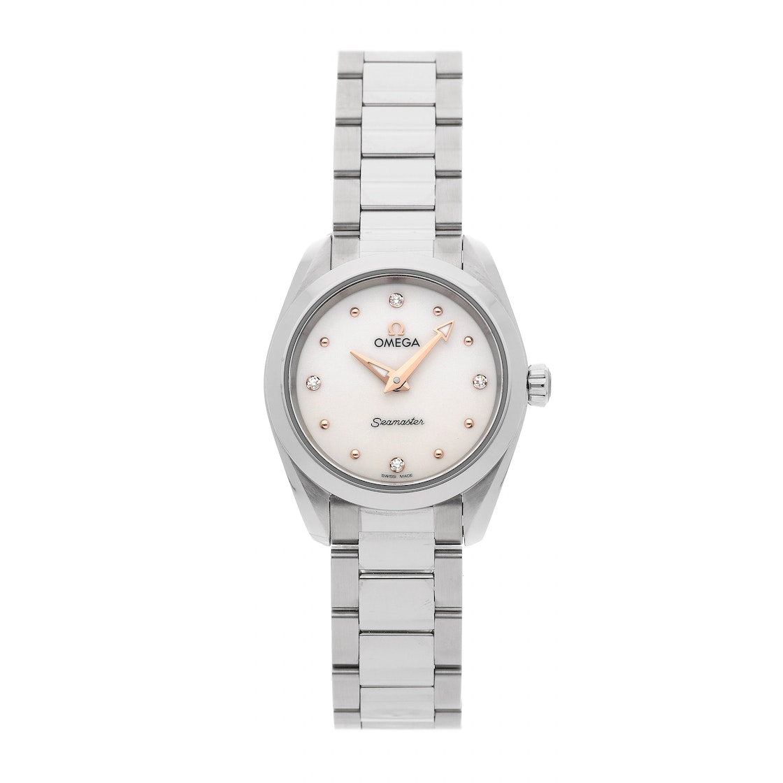 Omega Seamaster Aqua Terra Quartz Diamond Silver Dial Silver Steel Strap Watch for Women - 220.10.28.60.54.001
